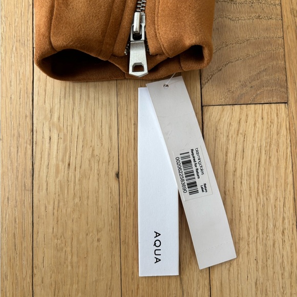 NWT Aqua Bloomingdale’s Suede Moto Jacket Cognac M - Picture 2 of 4